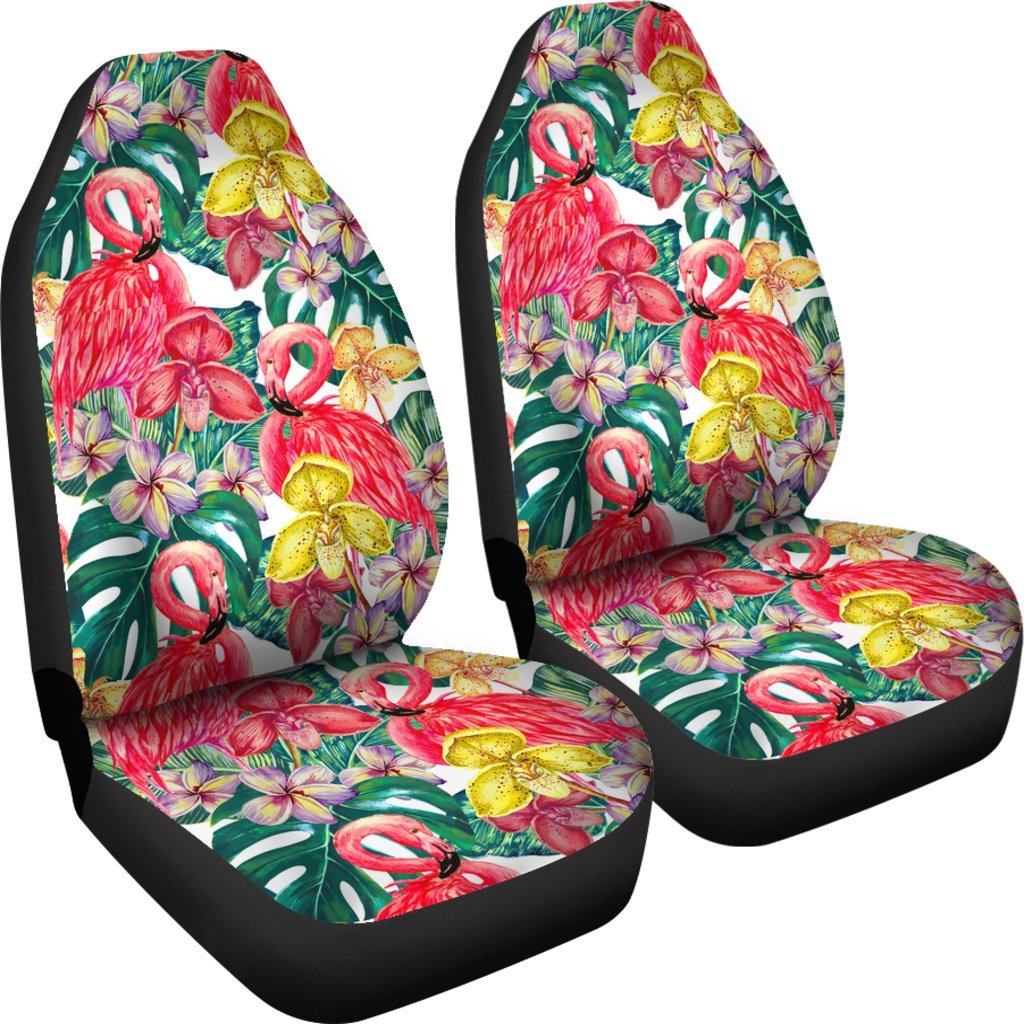 FLAMINGOS TROPICAL FLOWER CAR SEAT COVER UNIVERSAL FIT-grizzshop