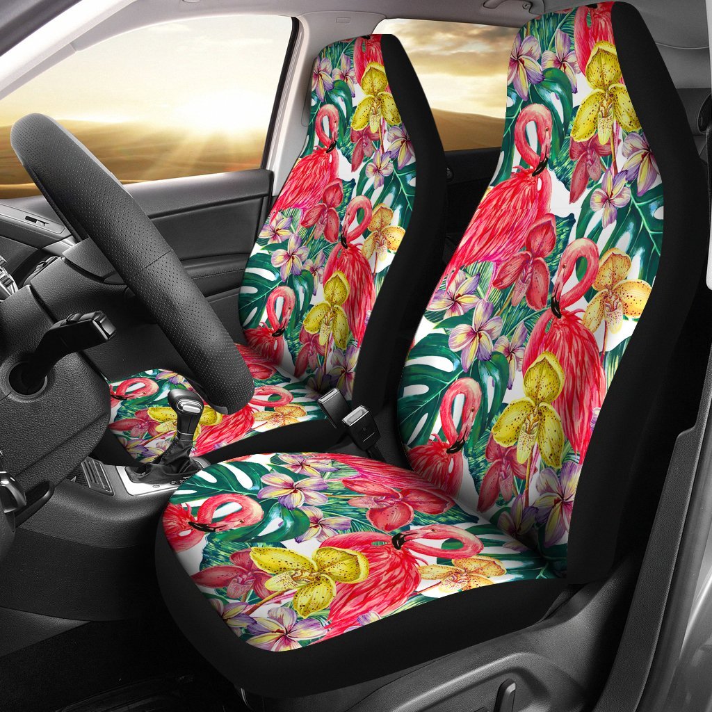 FLAMINGOS TROPICAL FLOWER CAR SEAT COVER UNIVERSAL FIT-grizzshop