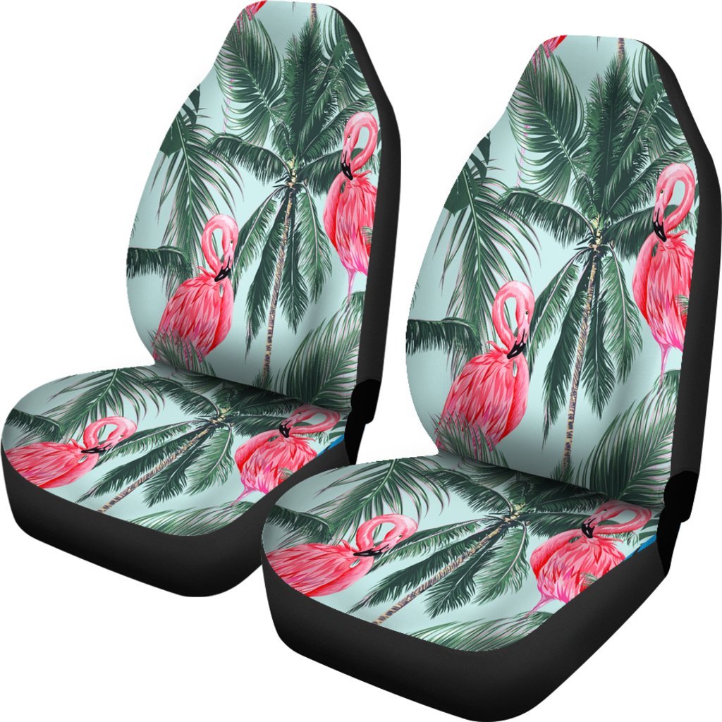 FLAMINGOS TROPICAL PALM TREE CAR SEAT COVER UNIVERSAL FIT-grizzshop