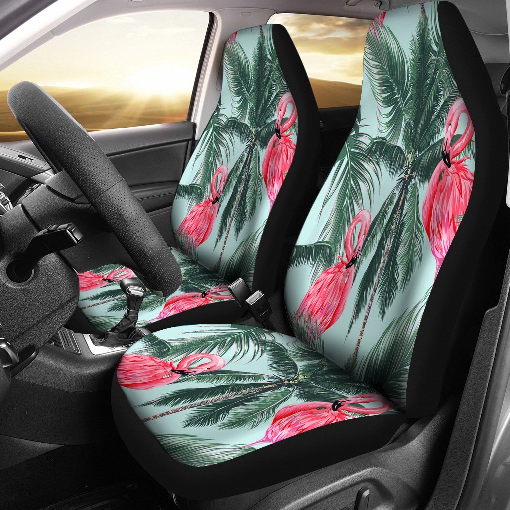 FLAMINGOS TROPICAL PALM TREE CAR SEAT COVER UNIVERSAL FIT-grizzshop
