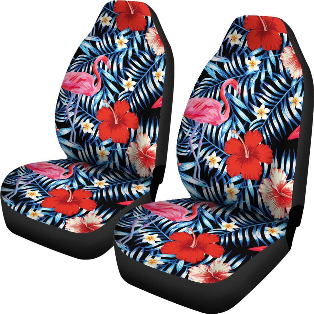 FLAMINGOS TROPICAL RED HIBISCUS CAR SEAT COVER UNIVERSAL FIT-grizzshop