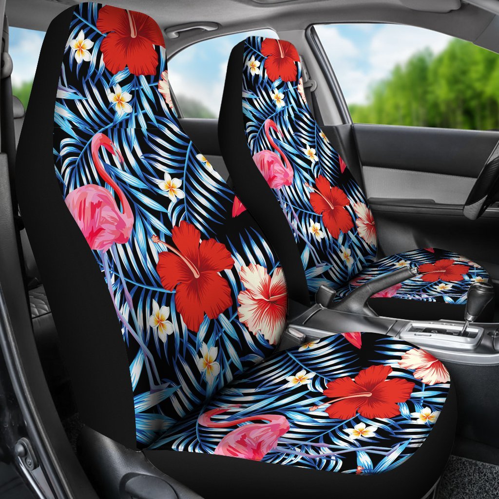 FLAMINGOS TROPICAL RED HIBISCUS CAR SEAT COVER UNIVERSAL FIT-grizzshop