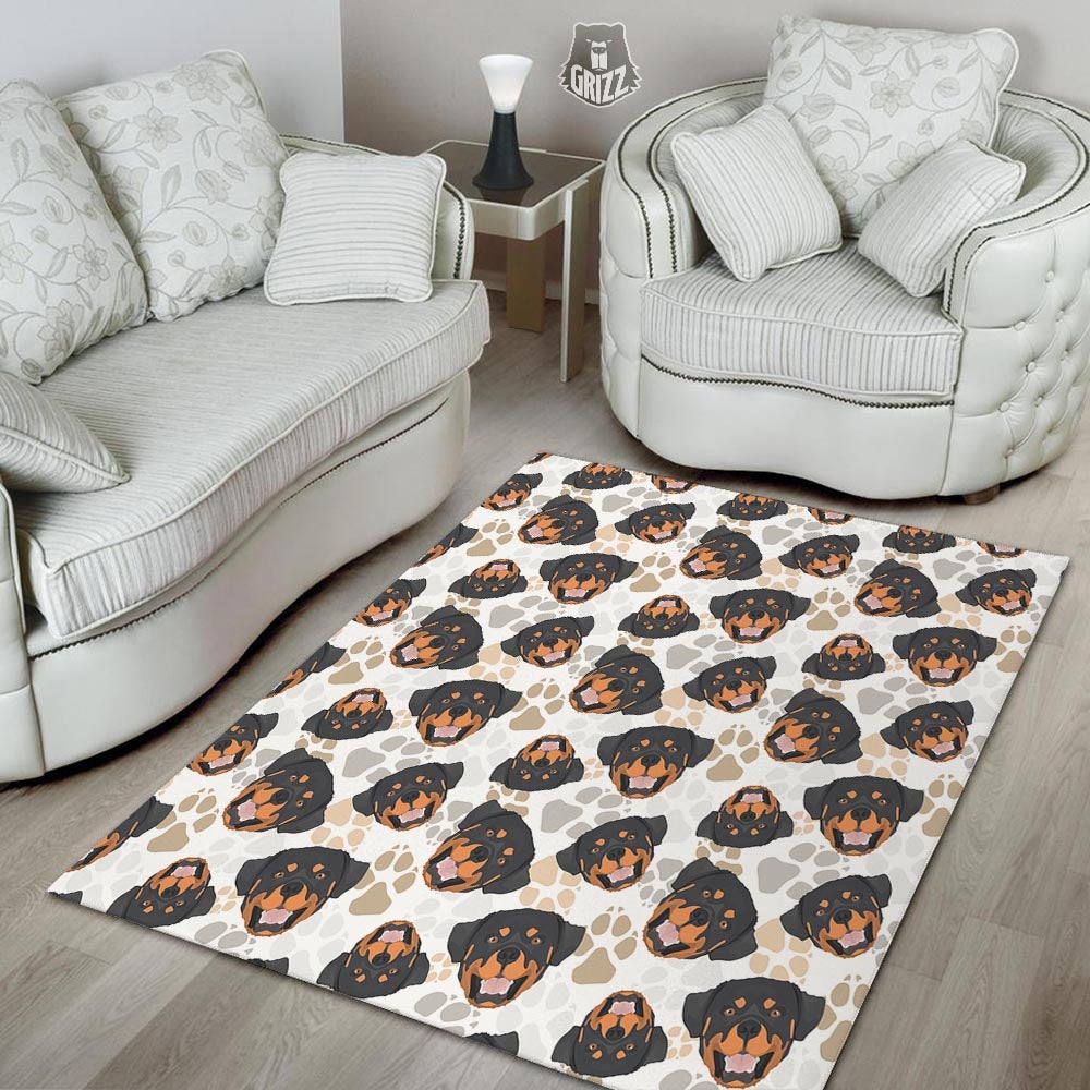 Face Rottweiler Print Pattern Floor Mat-grizzshop