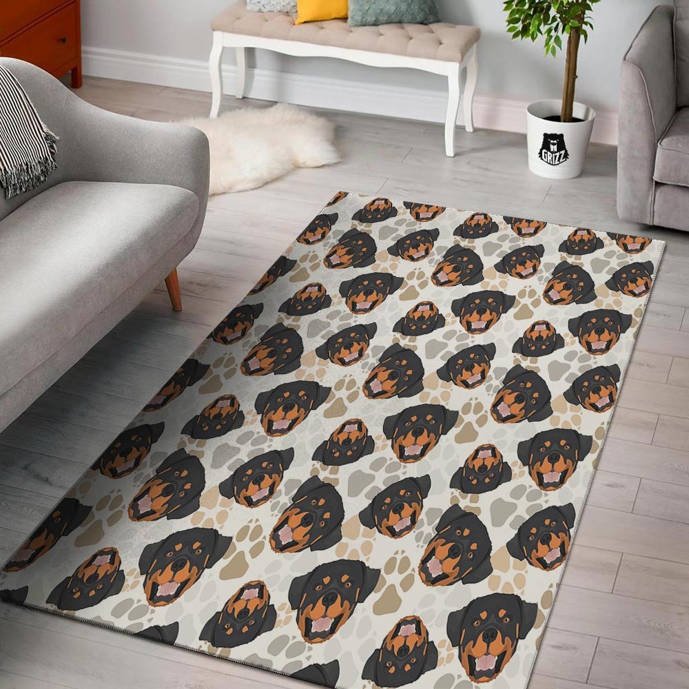 Face Rottweiler Print Pattern Floor Mat-grizzshop