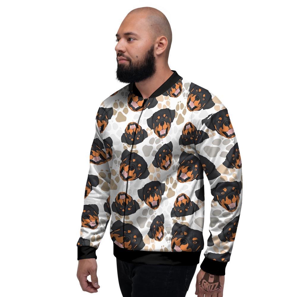 Face Rottweiler Print Pattern Men's Bomber Jacket-grizzshop
