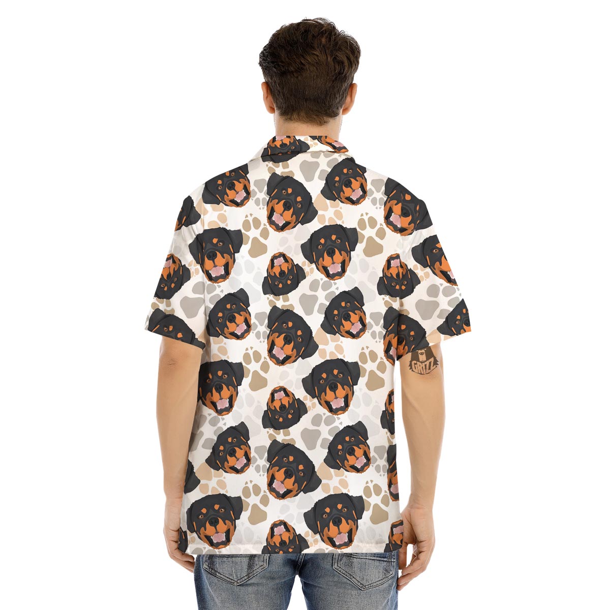 Face Rottweiler Print Pattern Men's Hawaiian Shirt-grizzshop