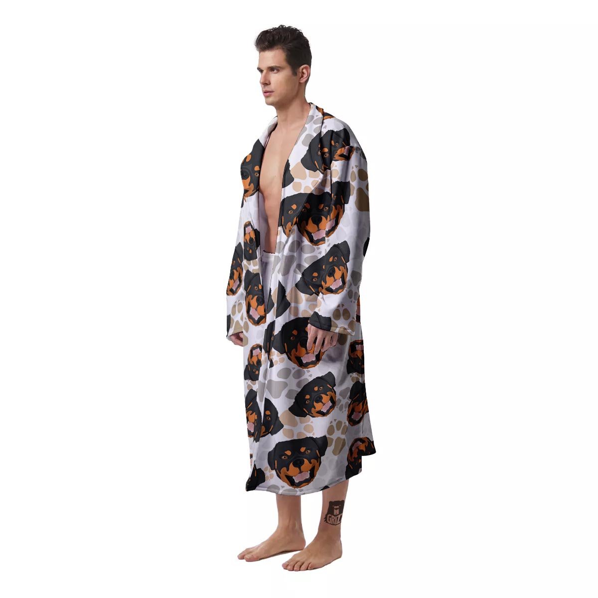 Face Rottweiler Print Pattern Men's Robe-grizzshop