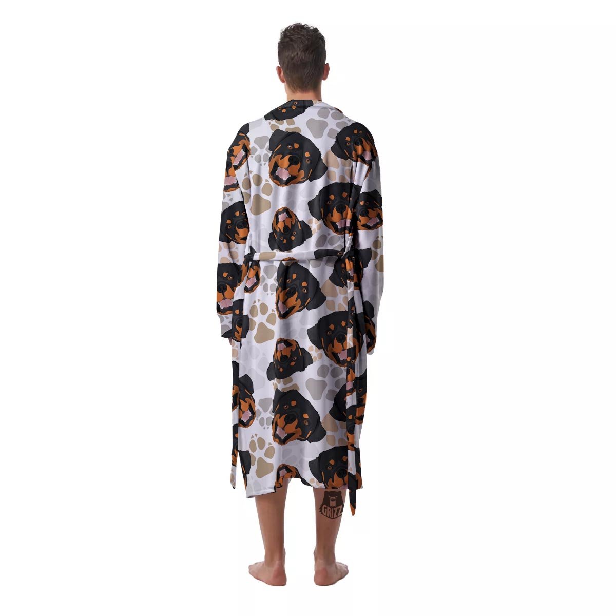 Face Rottweiler Print Pattern Men's Robe-grizzshop