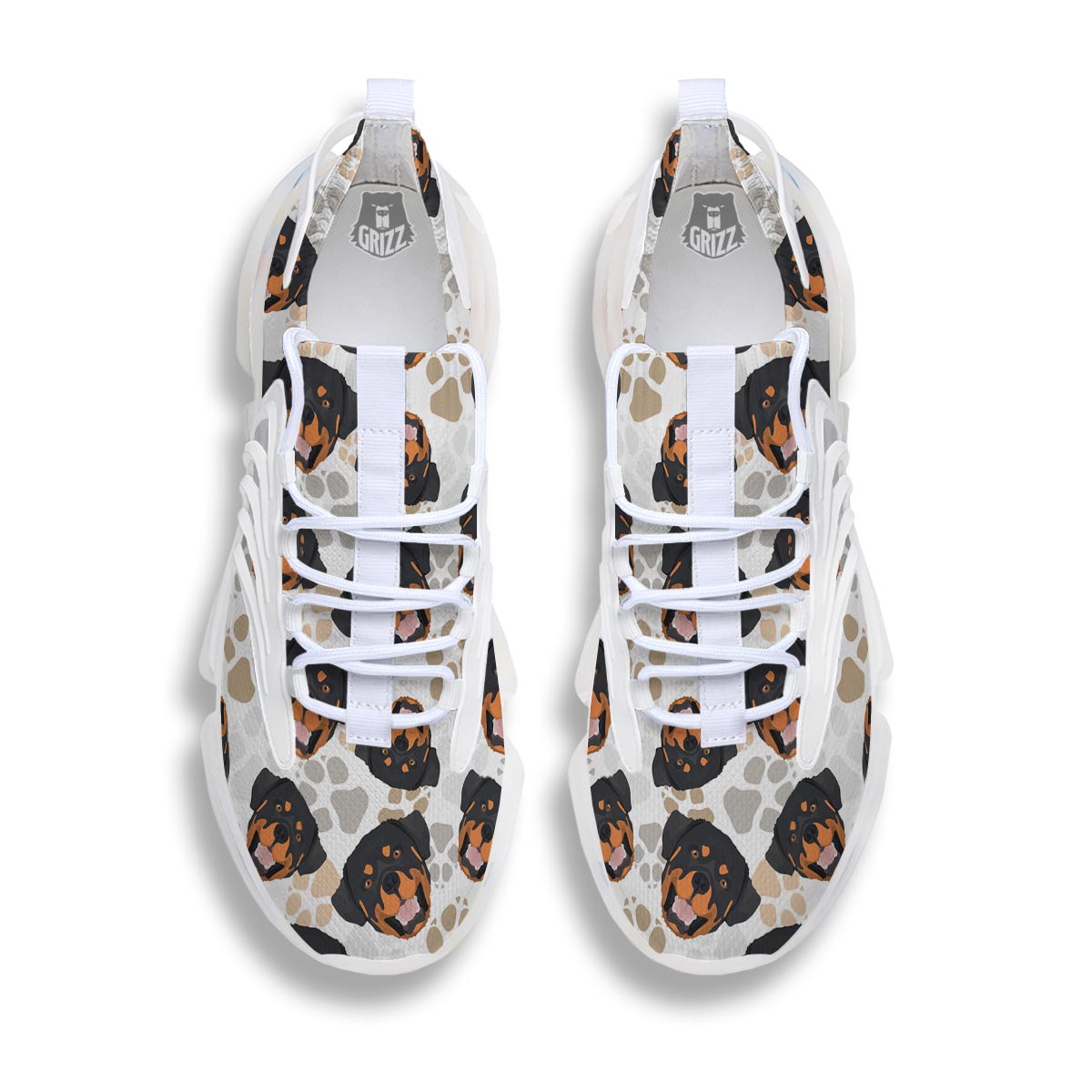 Face Rottweiler Print Pattern White Gym Shoes-grizzshop