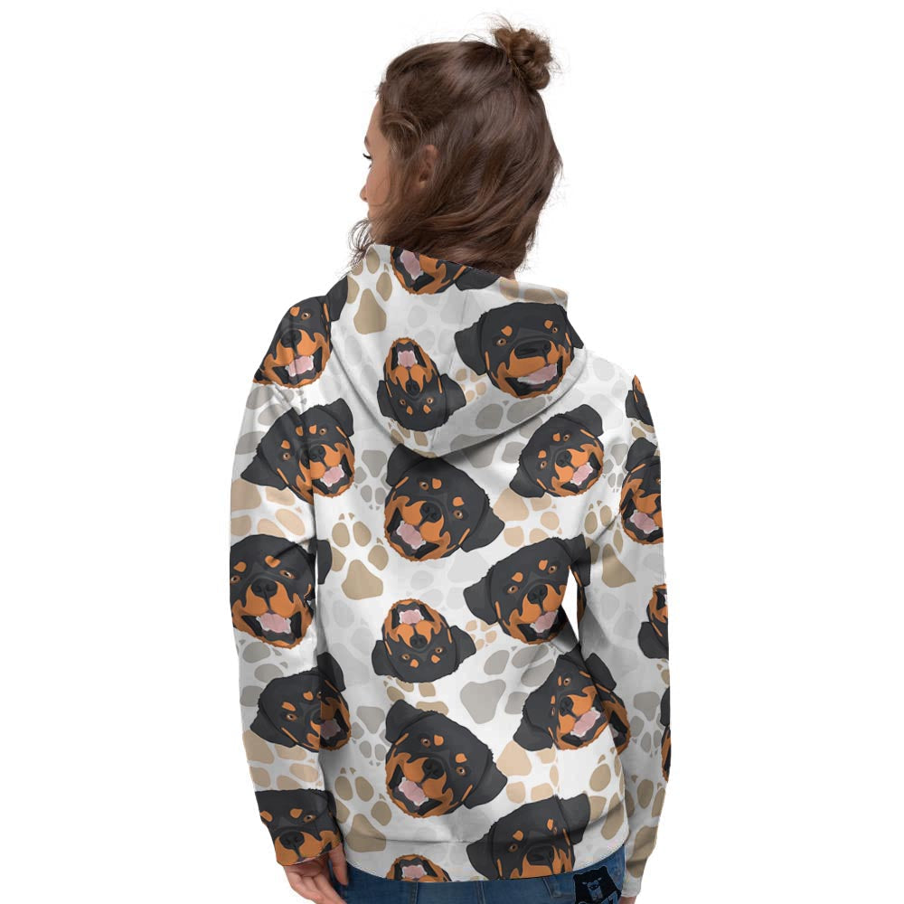 Face Rottweiler Print Pattern Women's Hoodie-grizzshop