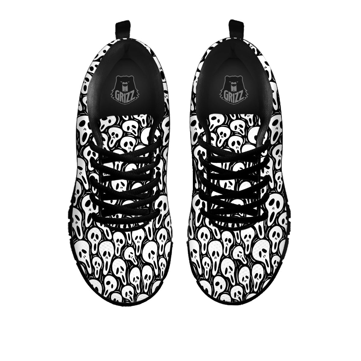 Face Scary Print Pattern Black Sneaker-grizzshop