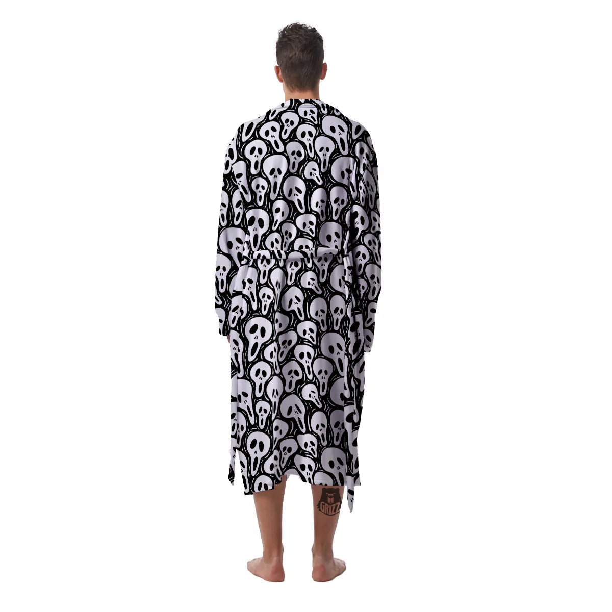 Face Scary Print Pattern Men's Robe-grizzshop