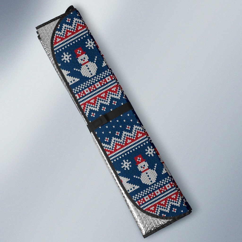 Fairisle Christmas Snowman Pattern Print Car Sun Shade-grizzshop