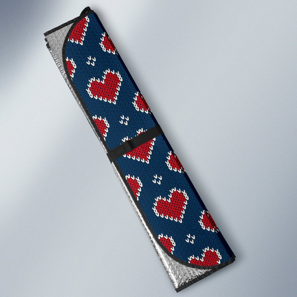 Fairisle Heart Christmas Pattern Print Car Sun Shade-grizzshop