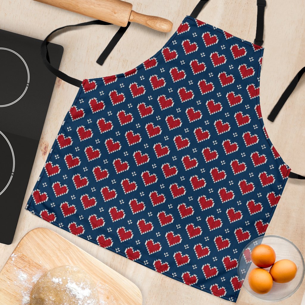 Fairisle Heart Christmas Pattern Print Women's Apron-grizzshop