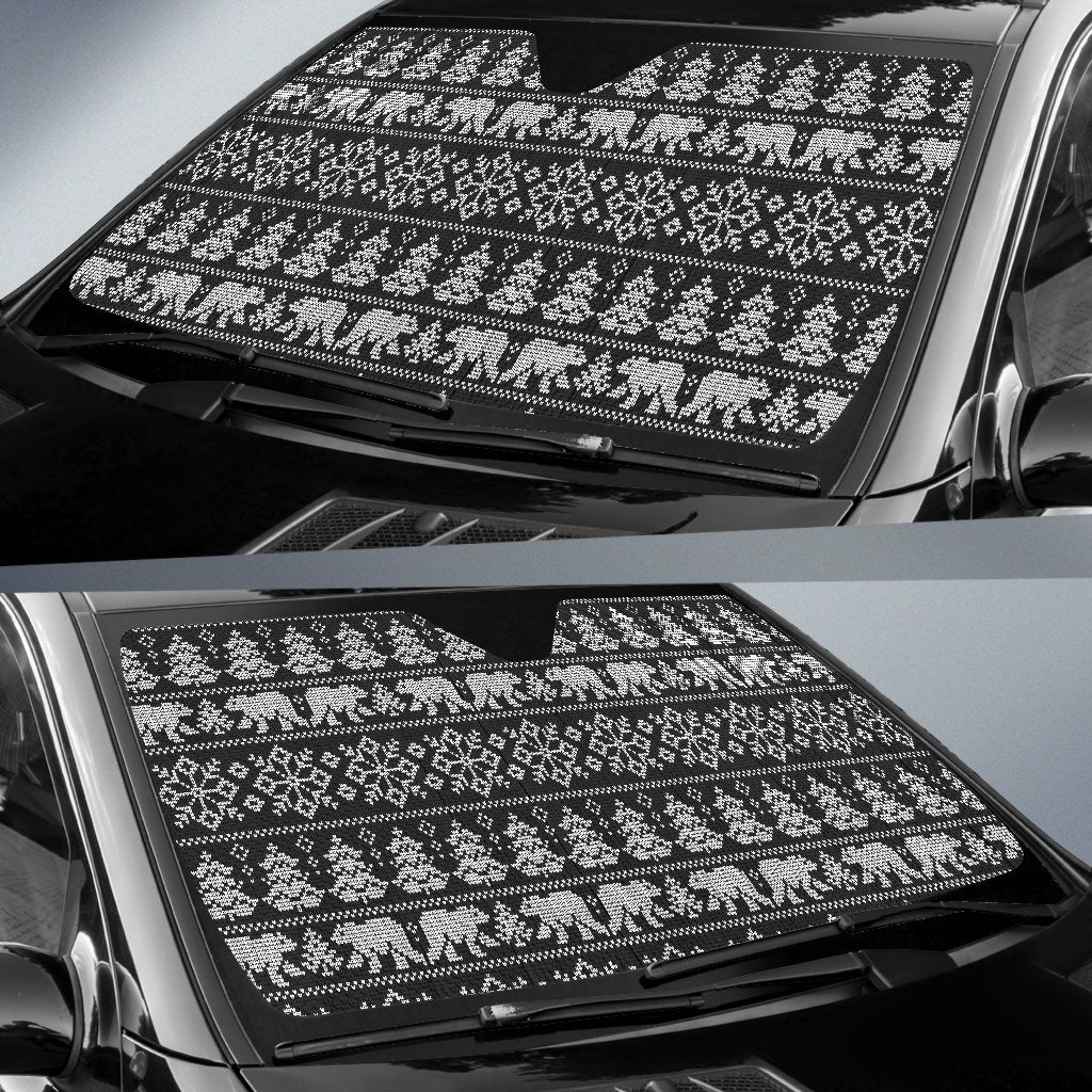 Fairisle Polar Bear Christmas Pattern Print Car Sun Shade-grizzshop