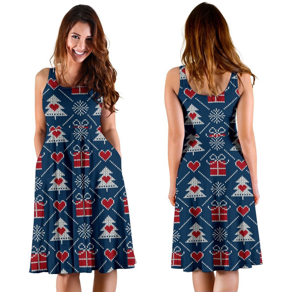 Fairisle Gift Christmas Pattern Print Dress-grizzshop