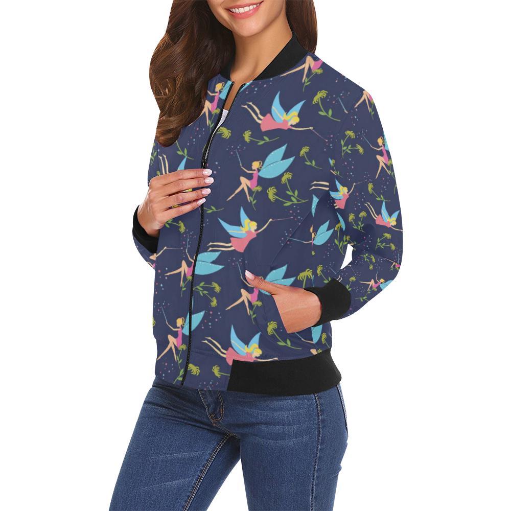 Fairy Pattern Print Women Casual Bomber Jacket-grizzshop