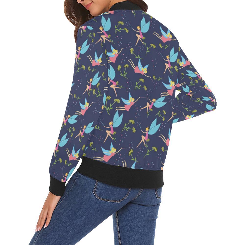 Fairy Pattern Print Women Casual Bomber Jacket-grizzshop