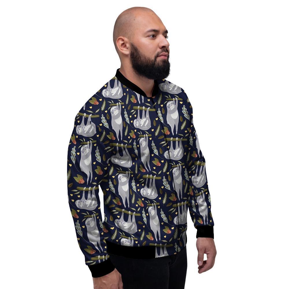 Family Sloth Print Pattern Men's Bomber Jacket-grizzshop