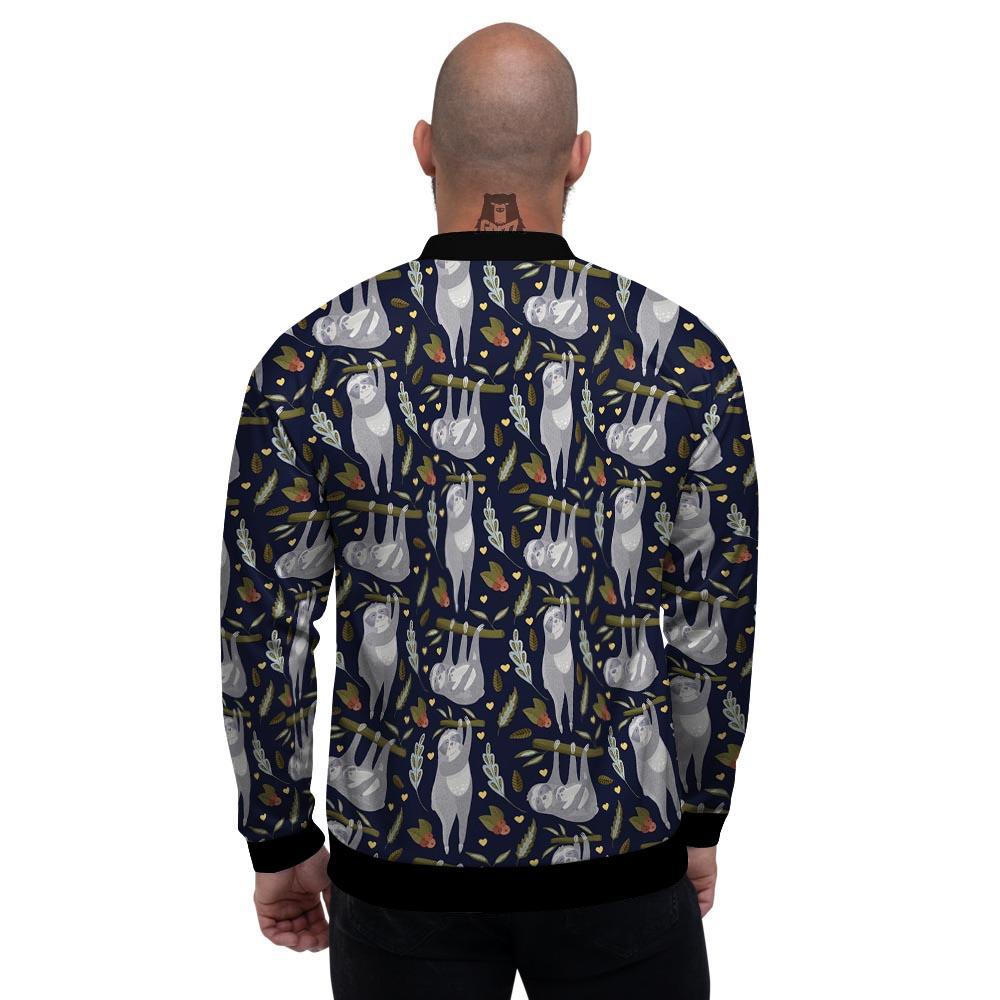 Family Sloth Print Pattern Men's Bomber Jacket-grizzshop