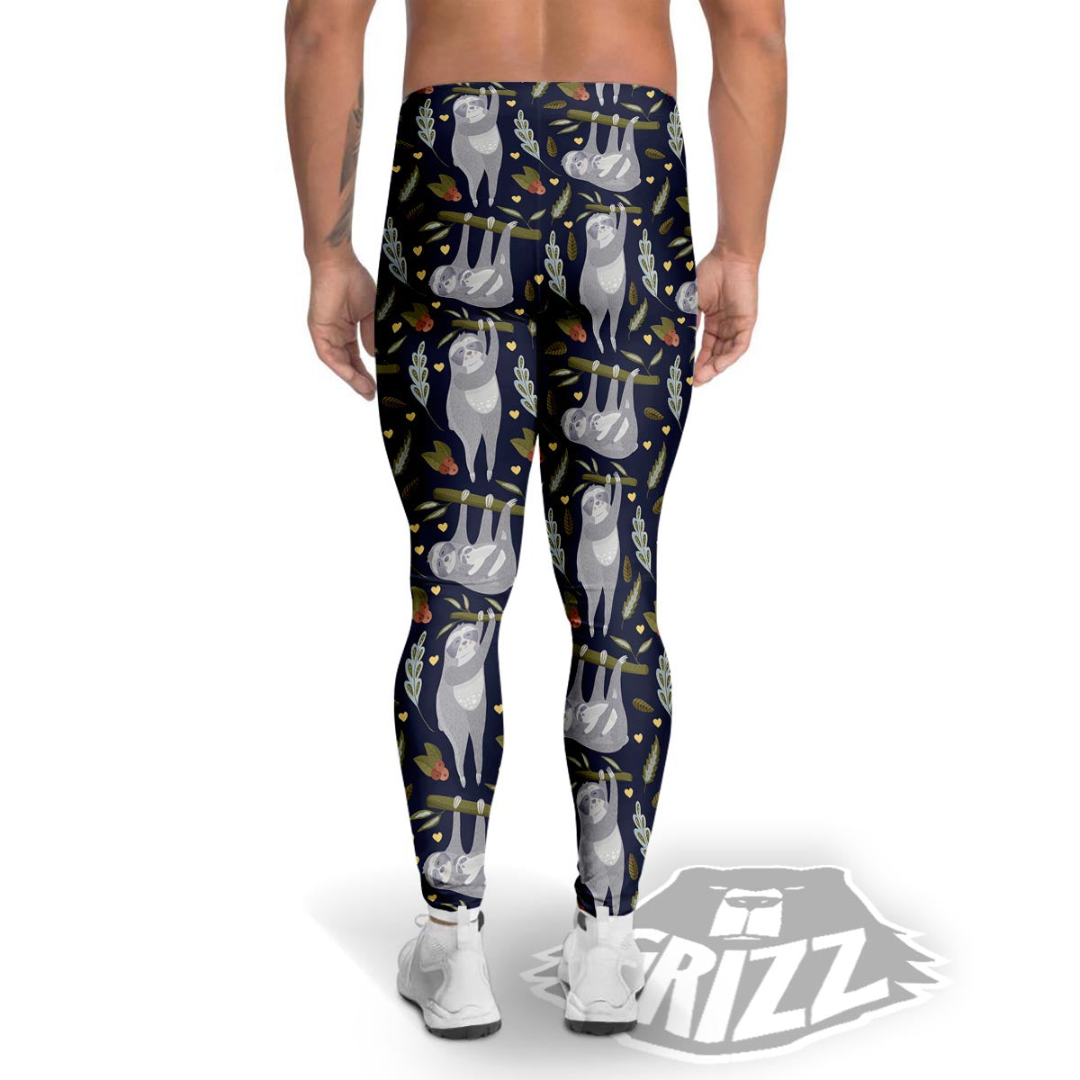 Family Sloth Print Pattern Men's Leggings-grizzshop