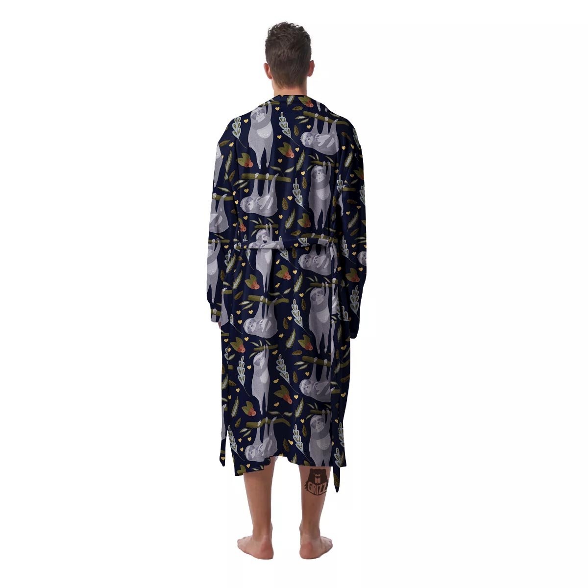 Family Sloth Print Pattern Men's Robe-grizzshop