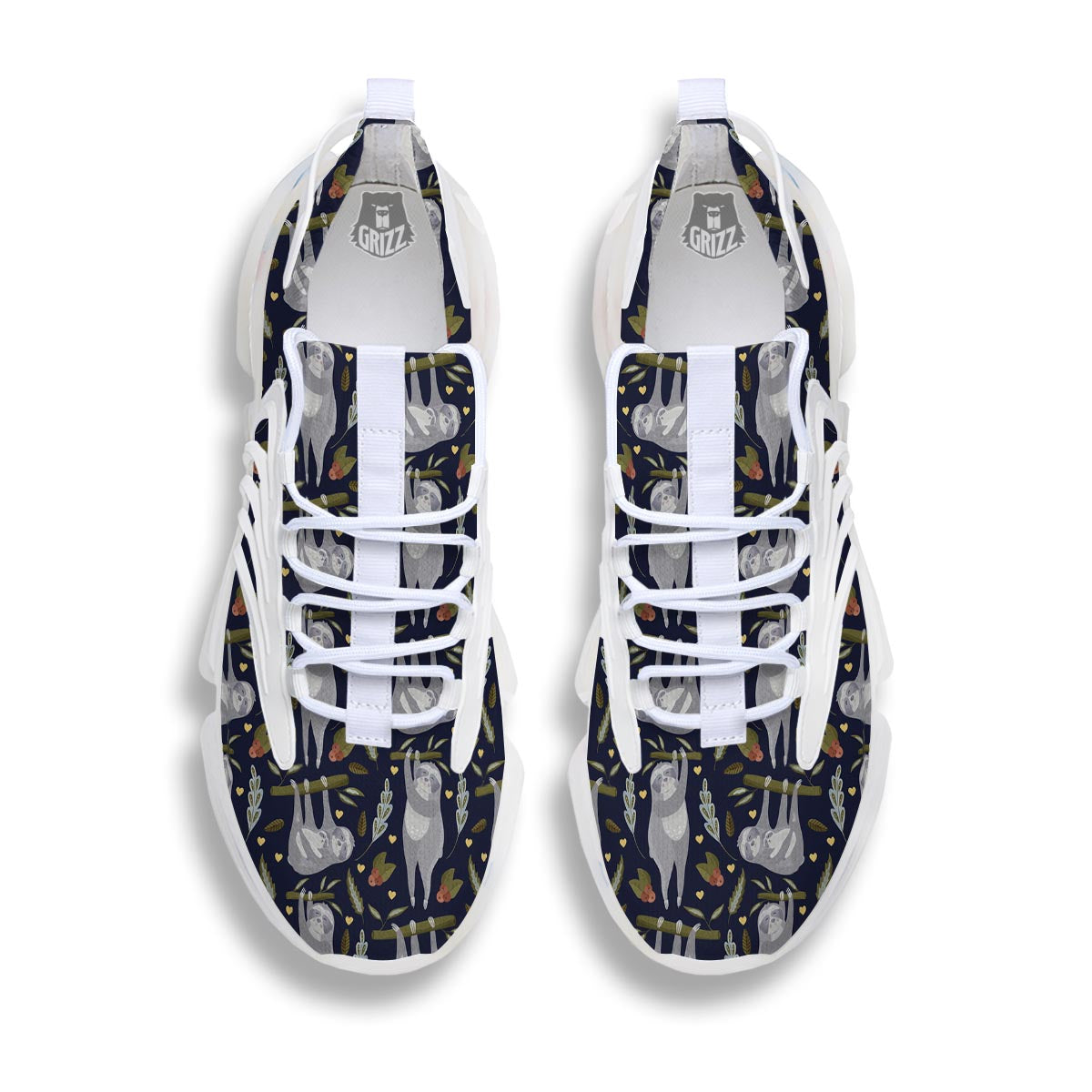 Family Sloth Print Pattern White Gym Shoes-grizzshop