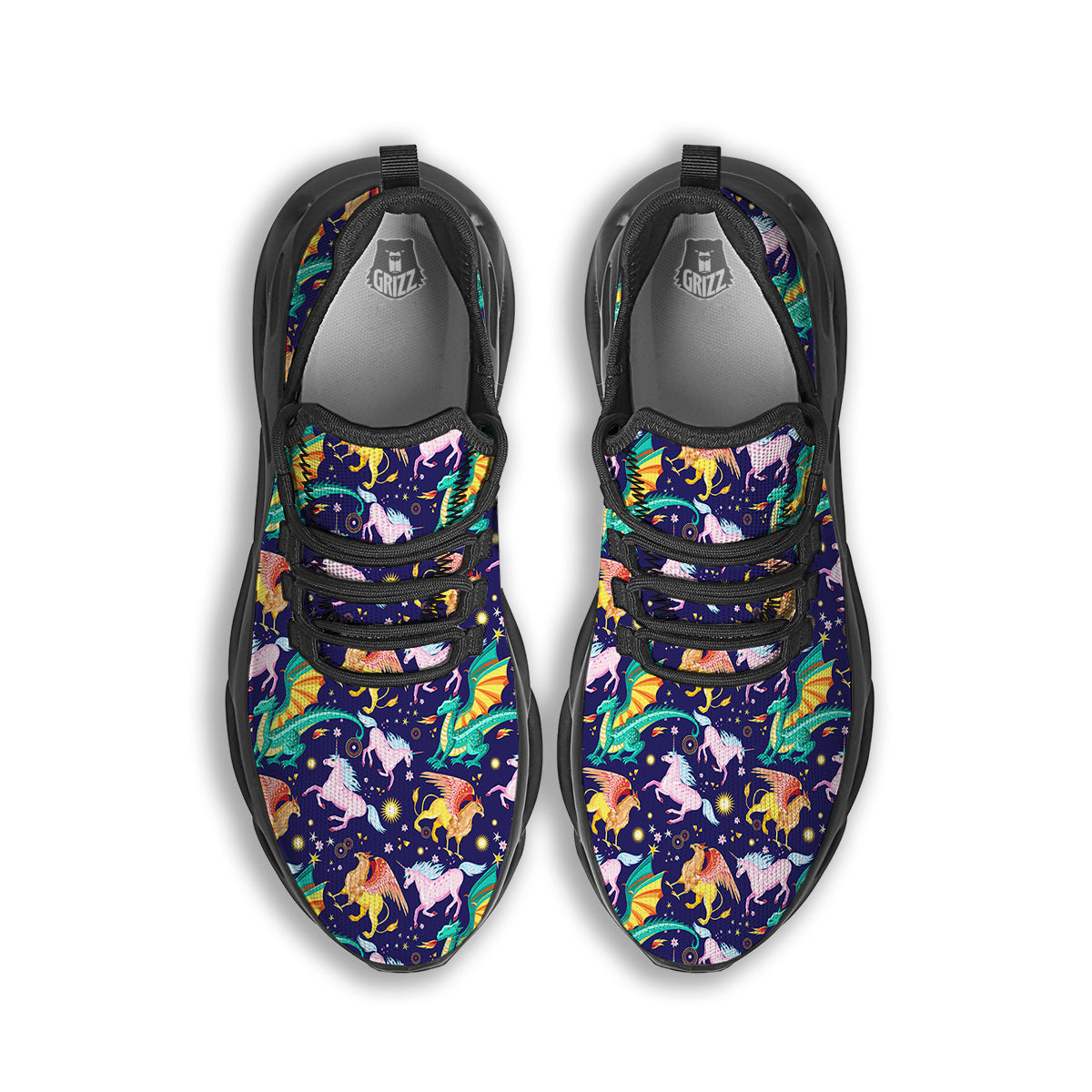 Fantastic Beasts Print Pattern Black Running Shoes-grizzshop