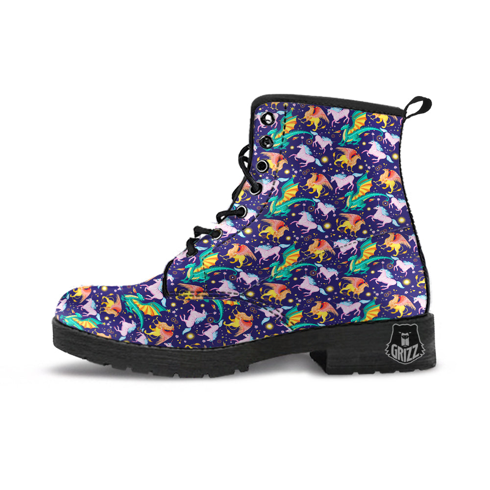 Fantastic Beasts Print Pattern Leather Boots-grizzshop