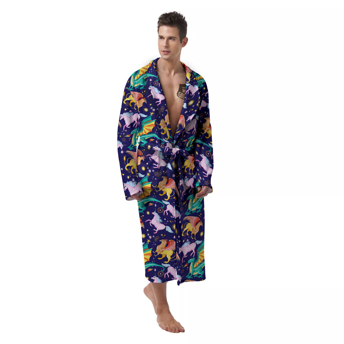 Fantastic Beasts Print Pattern Men's Robe-grizzshop