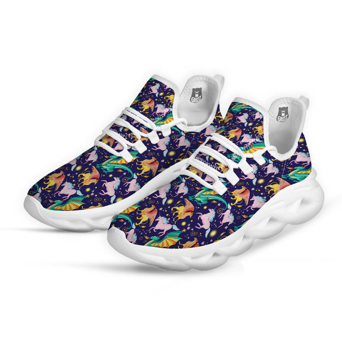 Fantastic Beasts Print Pattern White Running Shoes-grizzshop