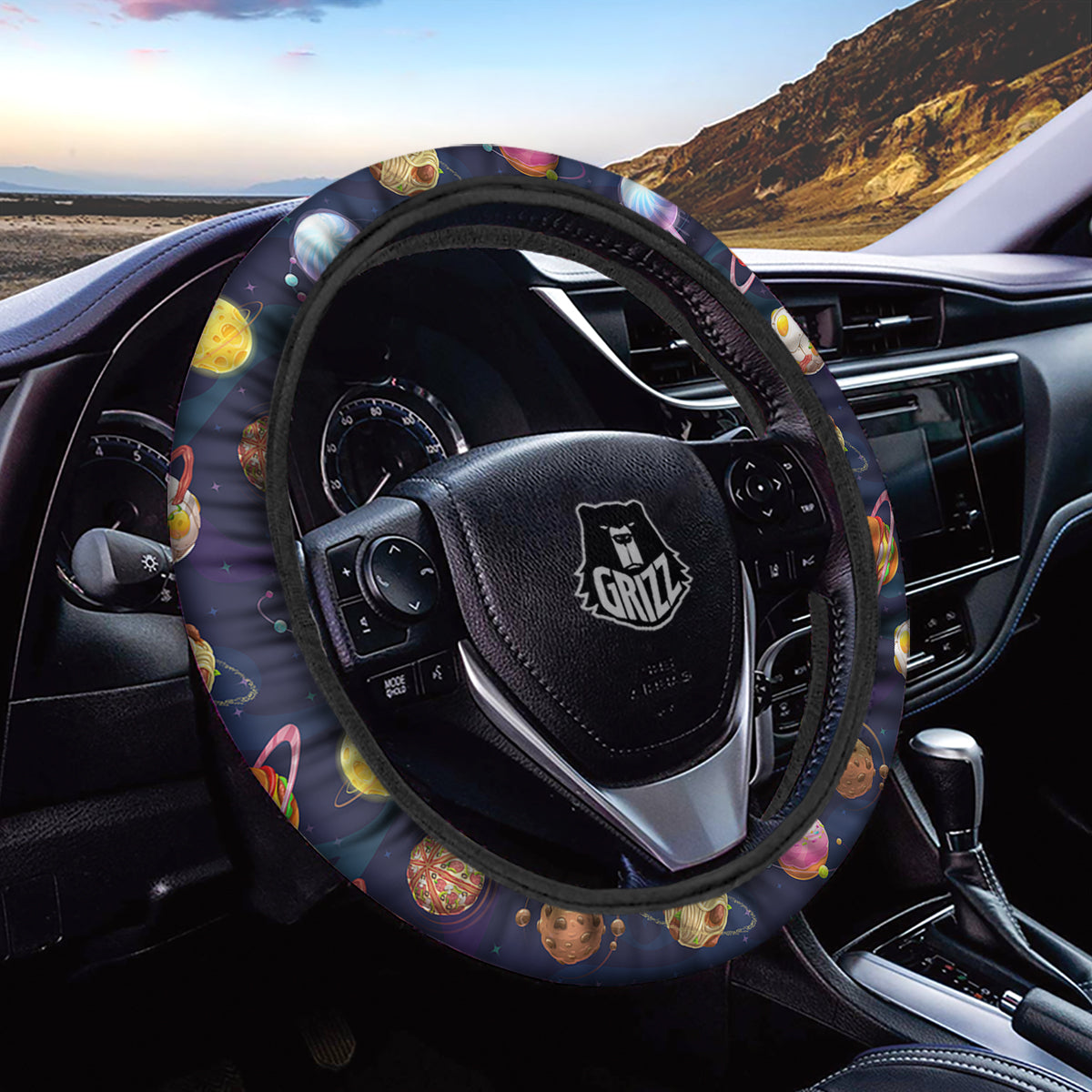 Fantasy Food Planets Print Pattern Car Steering Wheel Cover-grizzshop