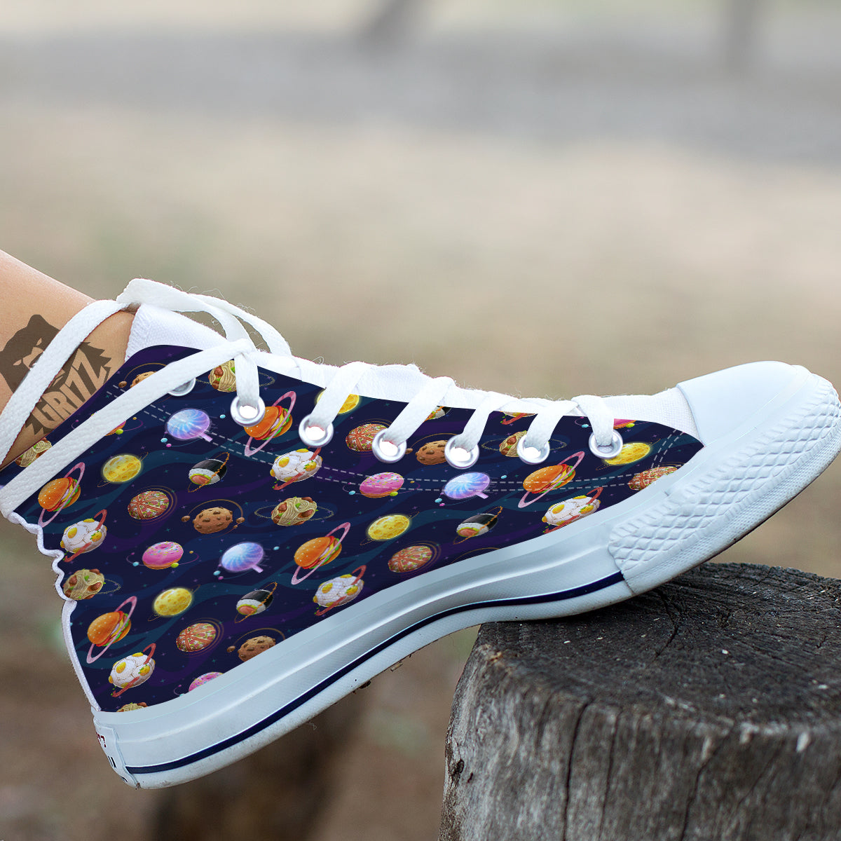 Fantasy Food Planets Print Pattern White High Top Shoes-grizzshop