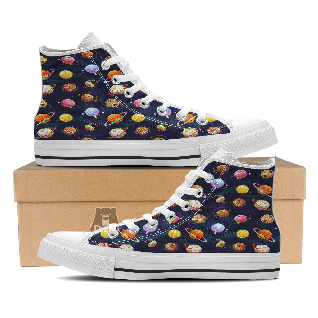 Fantasy Food Planets Print Pattern White High Top Shoes-grizzshop