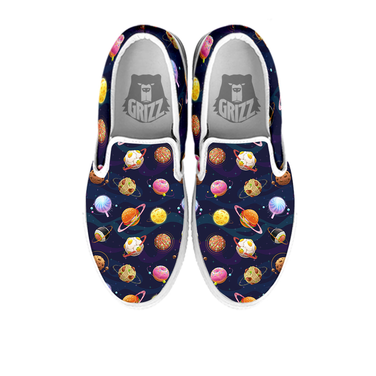 Fantasy Food Planets Print Pattern White Slip On Shoes-grizzshop