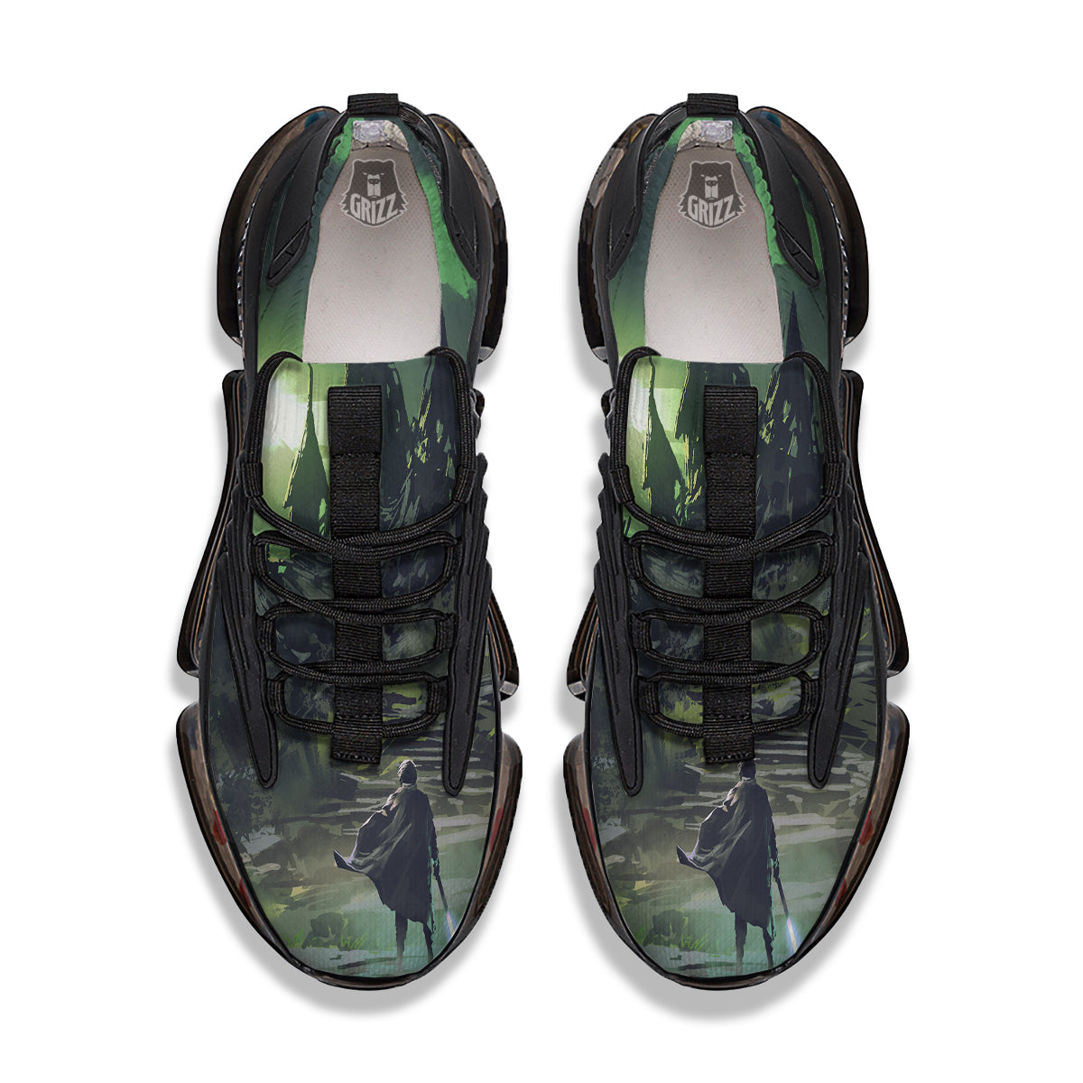 Fantasy Knight And Castle Black Gym Shoes-grizzshop