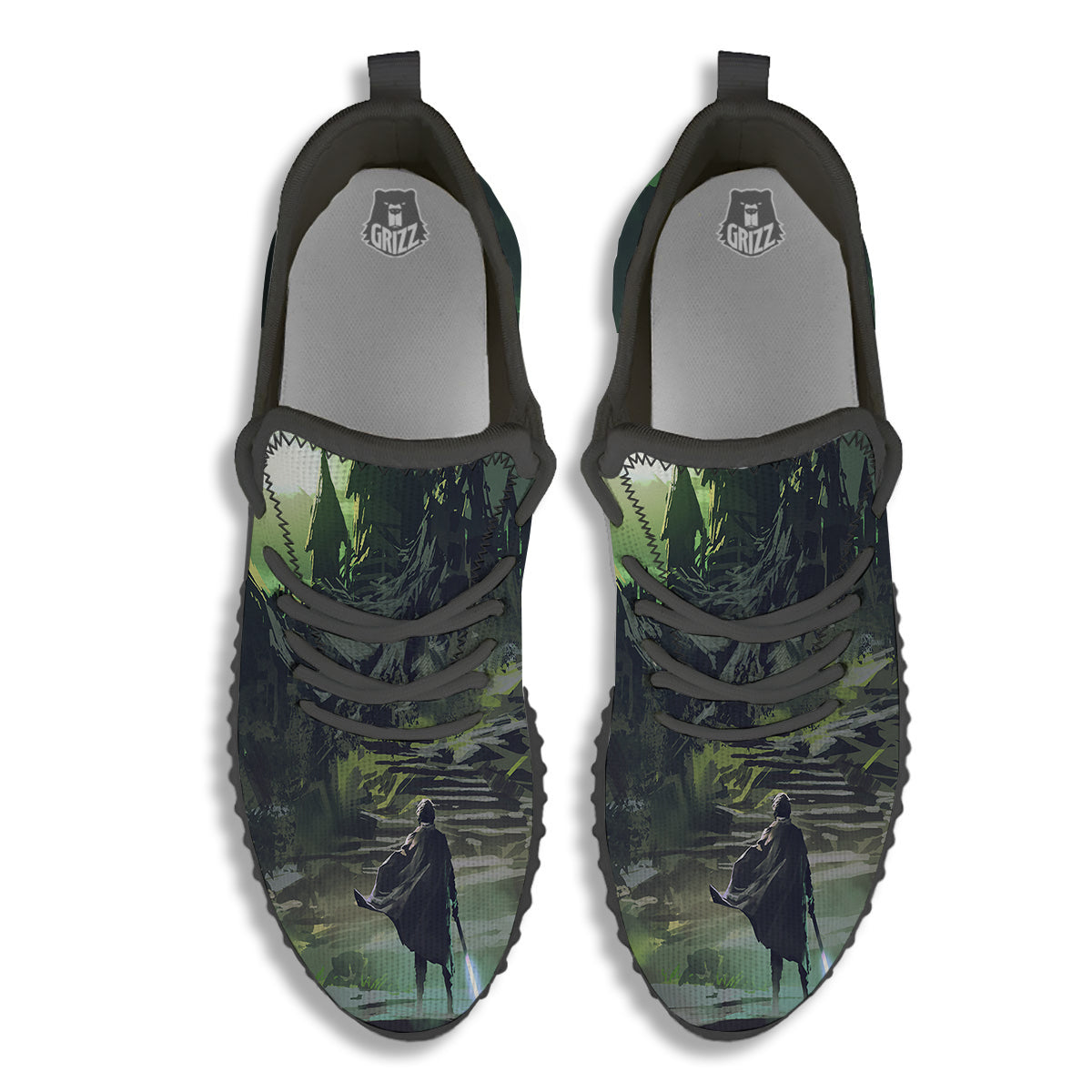 Fantasy Knight And Castle Black Walking Shoes-grizzshop
