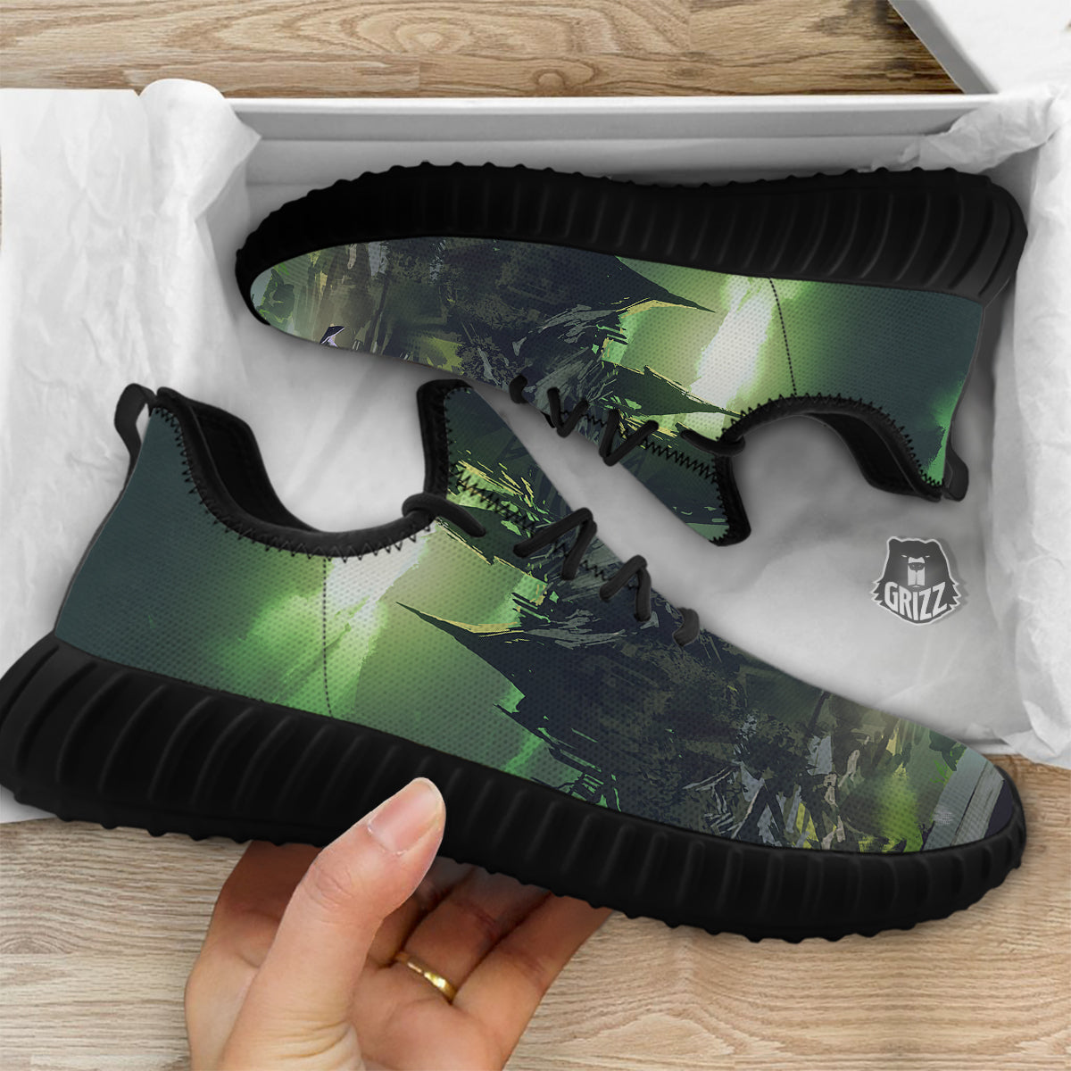 Fantasy Knight And Castle Black Walking Shoes-grizzshop