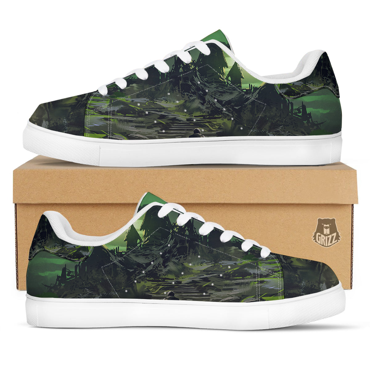 Fantasy Knight And Castle White Low Top Sneakers-grizzshop