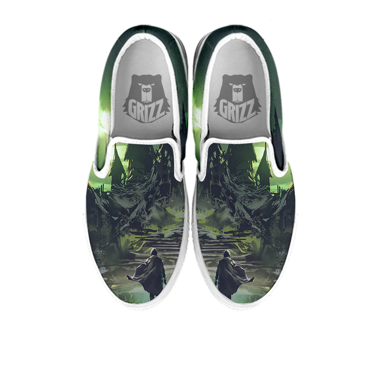 Fantasy Knight And Castle White Slip On Shoes-grizzshop