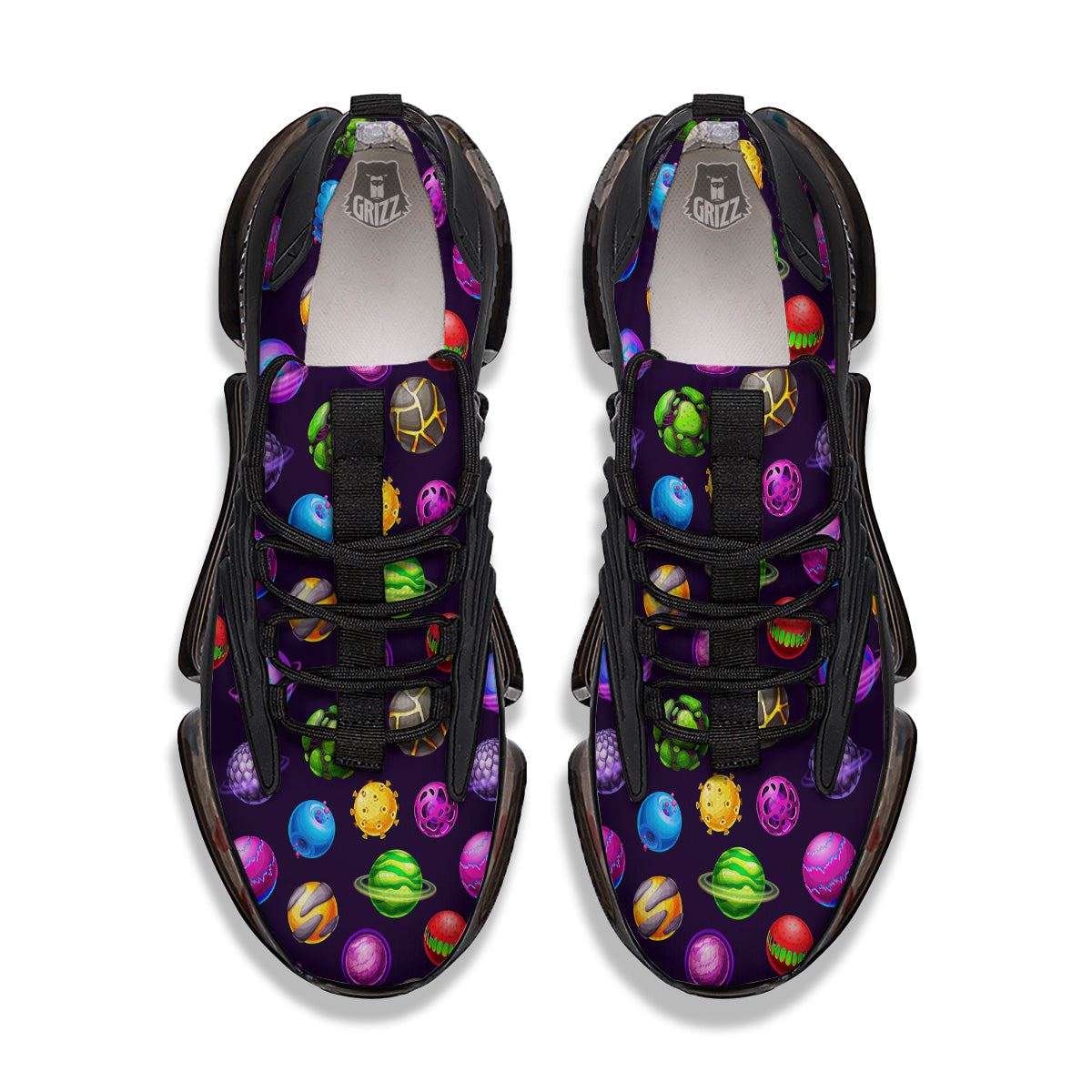 Fantasy Planets In Space Universe Print Pattern Black Gym Shoes-grizzshop