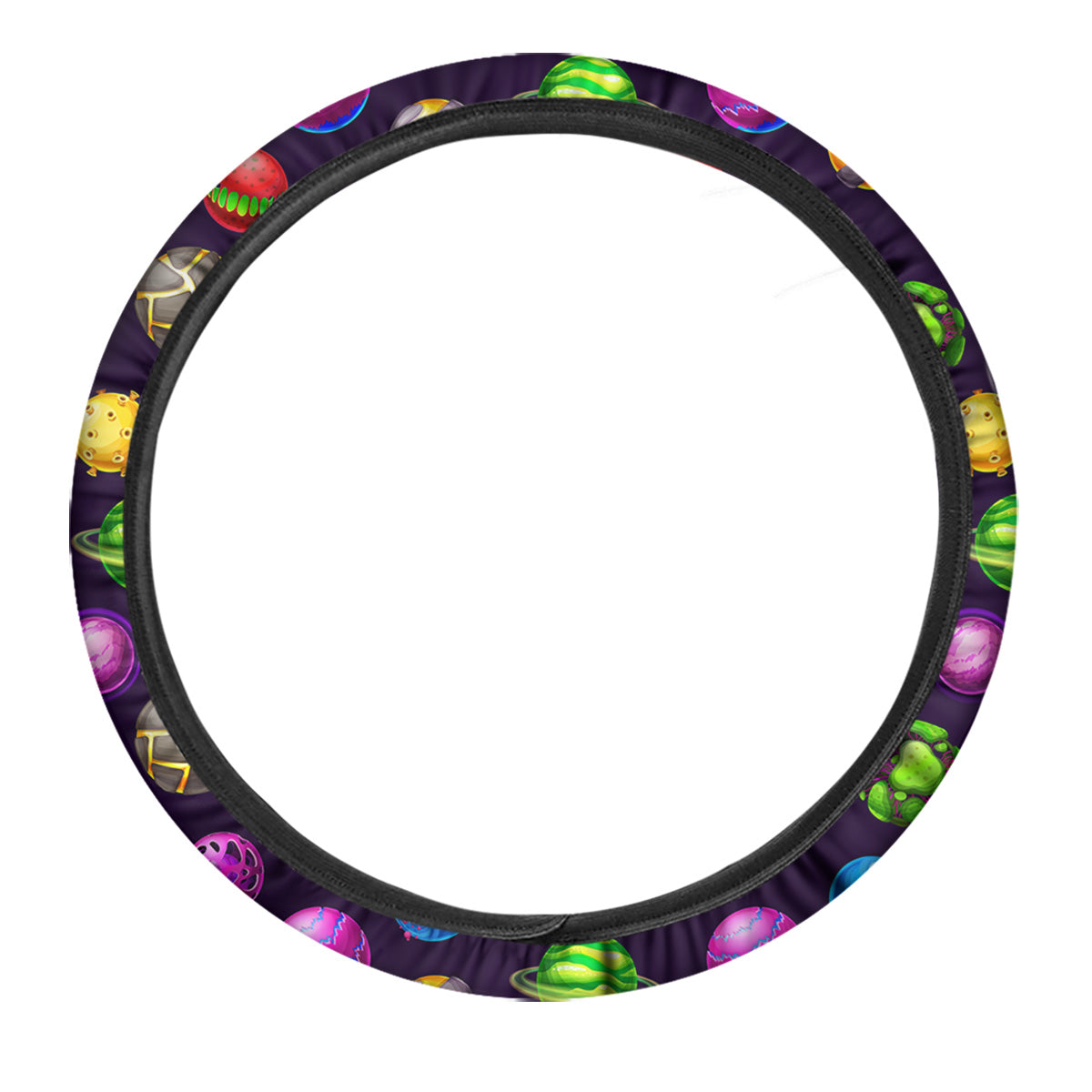 Fantasy Planets In Space Universe Print Pattern Car Steering Wheel Cover-grizzshop