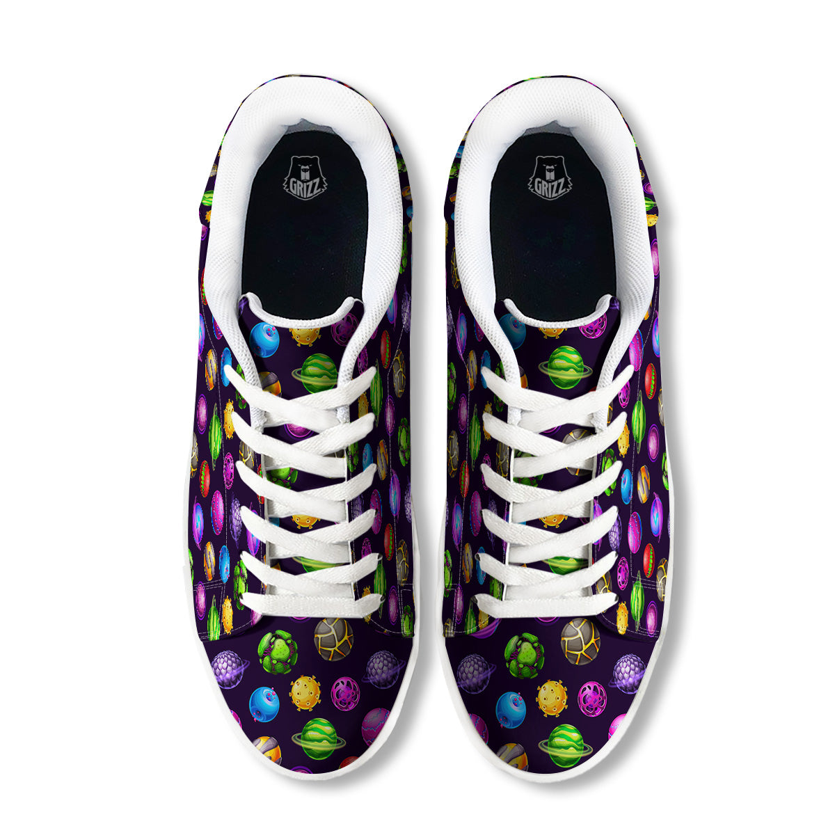 Fantasy Planets In Space Universe Print Pattern White Low Top Sneakers-grizzshop