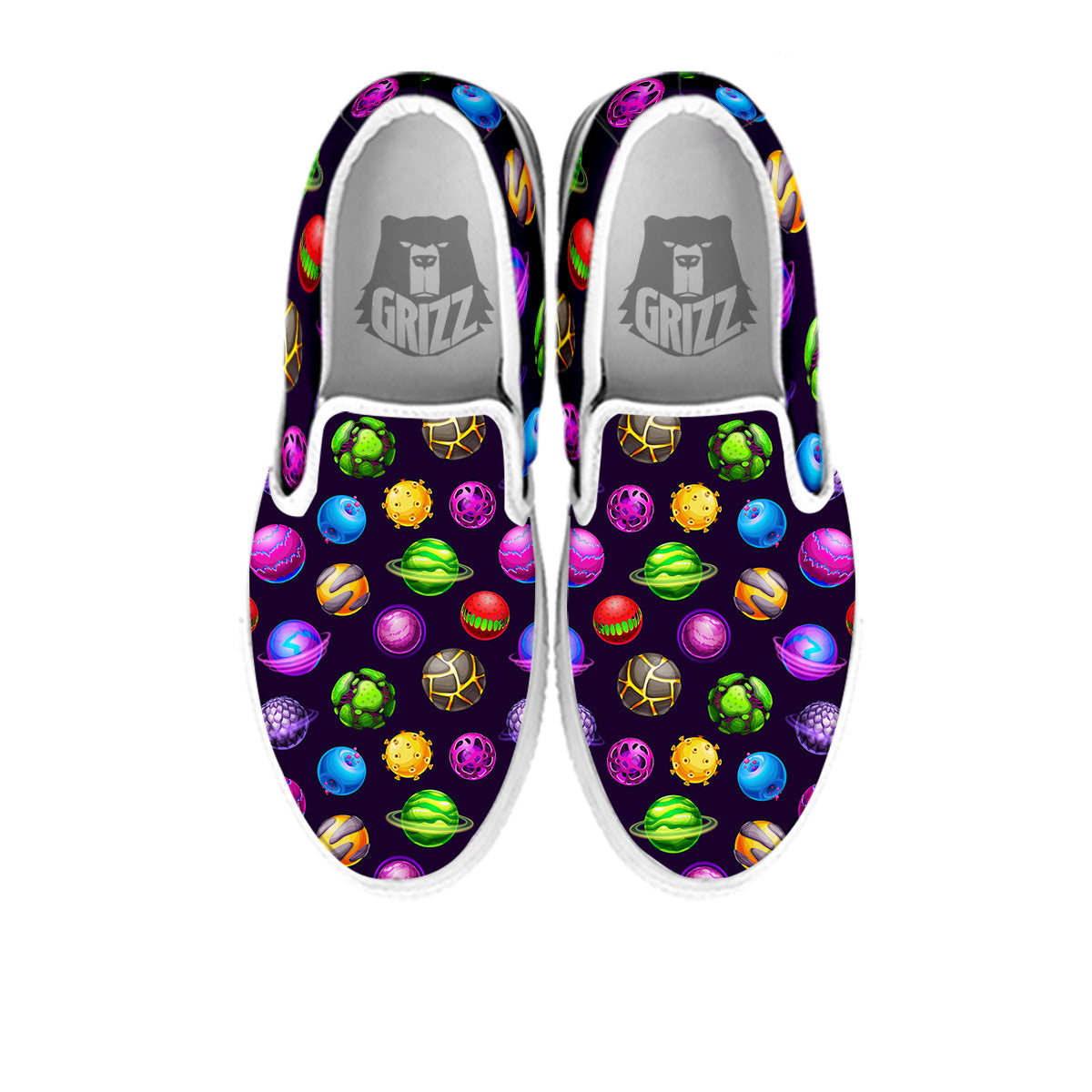 Fantasy Planets In Space Universe Print Pattern White Slip On Shoes-grizzshop