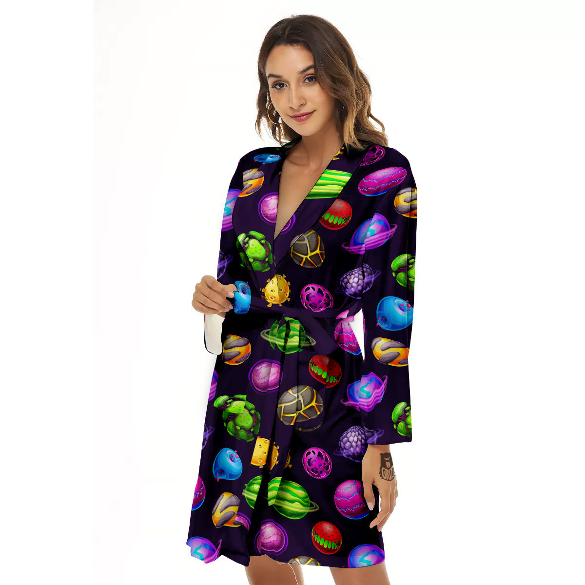 Fantasy Planets In Space Universe Print Pattern Women's Robe-grizzshop