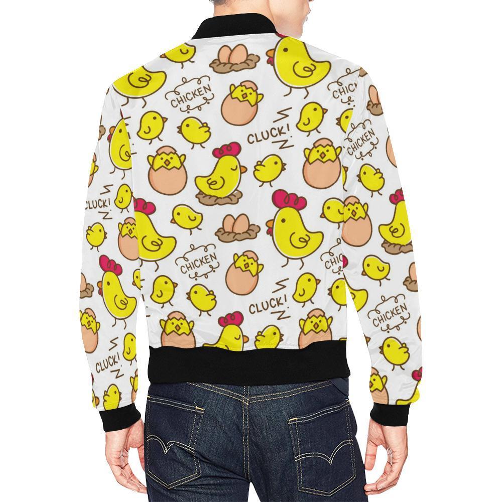Farm Chicken Hen Chick Pattern Print Men's Bomber Jacket-grizzshop
