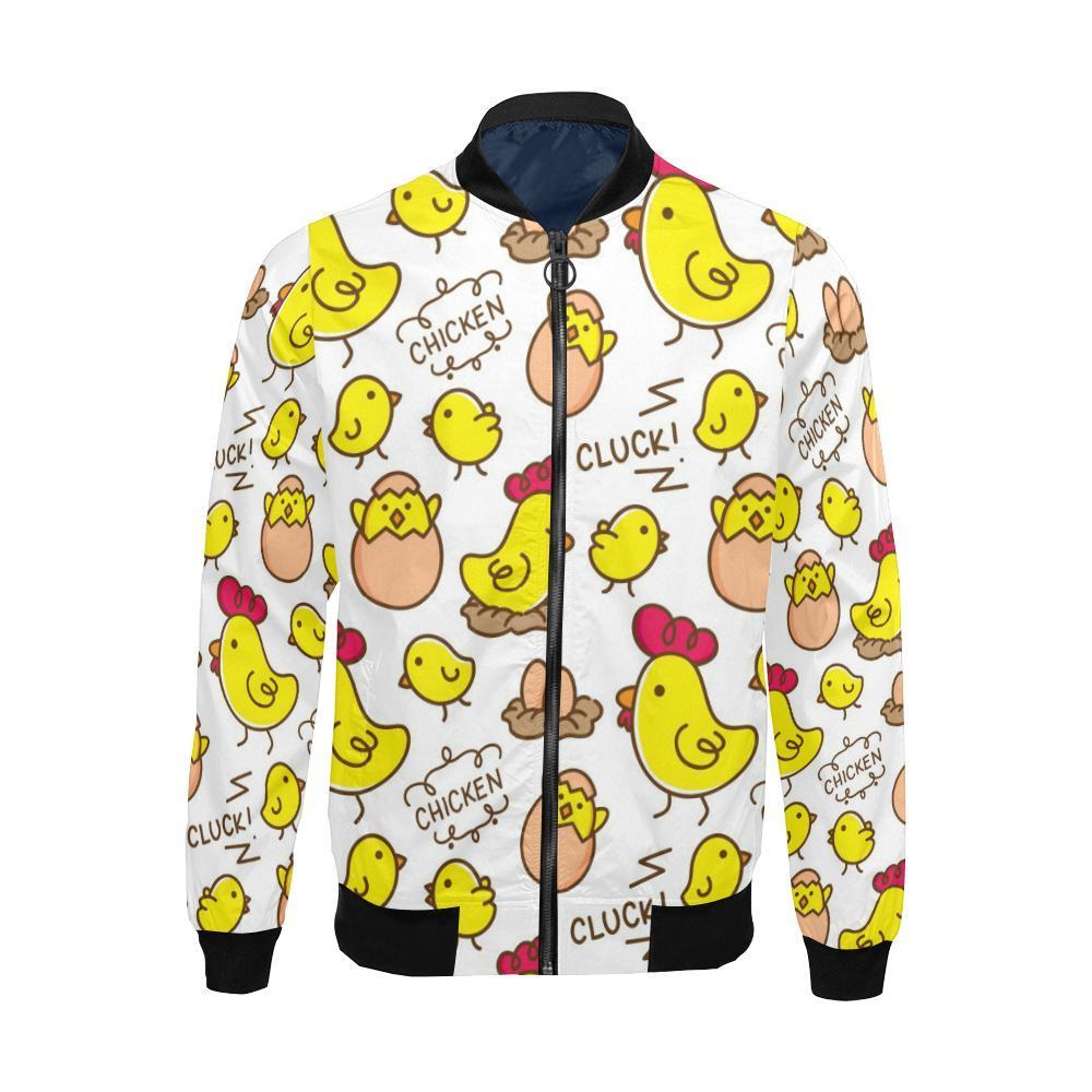 Farm Chicken Hen Chick Pattern Print Men's Bomber Jacket-grizzshop