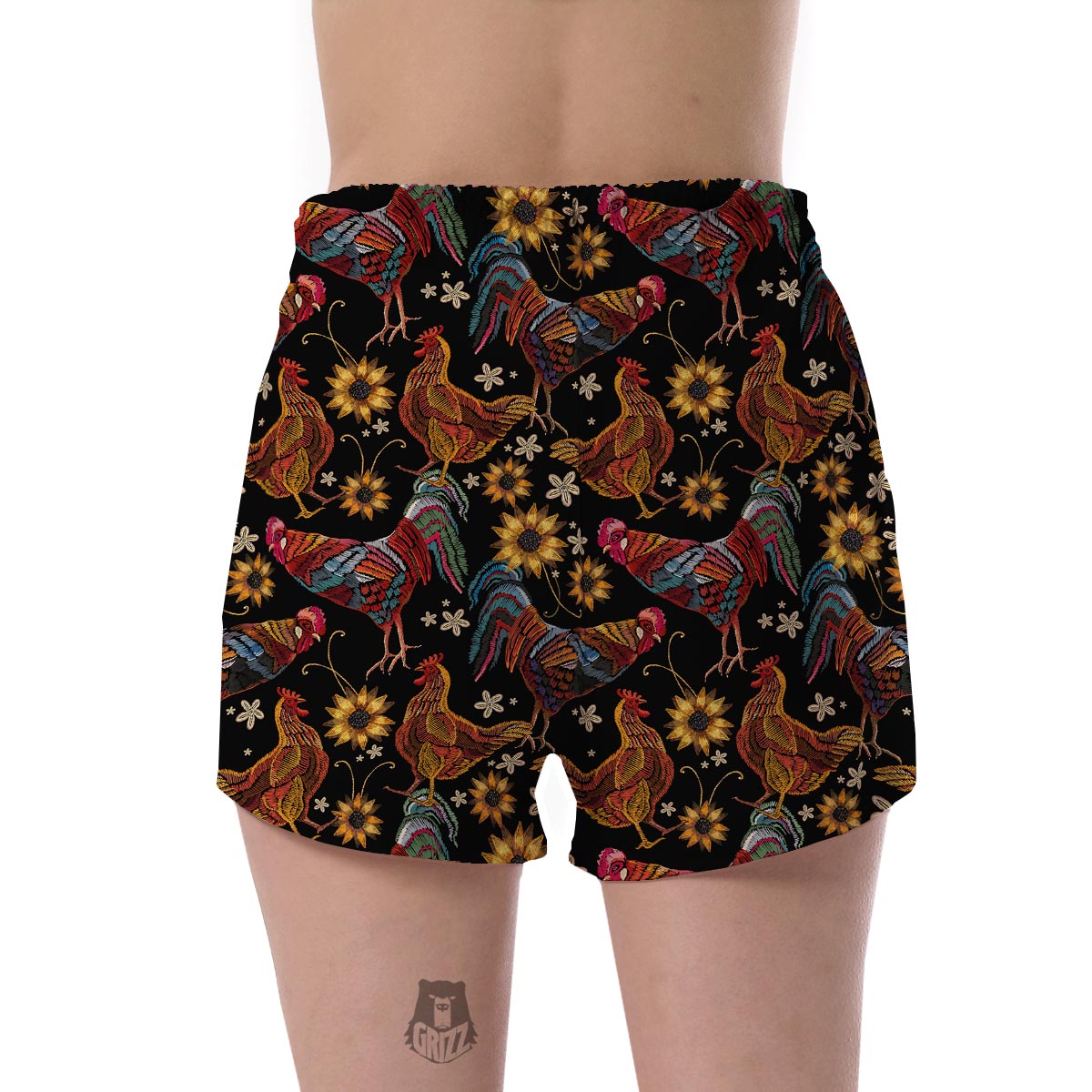 Farm Chicken Hen Flower Pattern Print Women's Shorts-grizzshop
