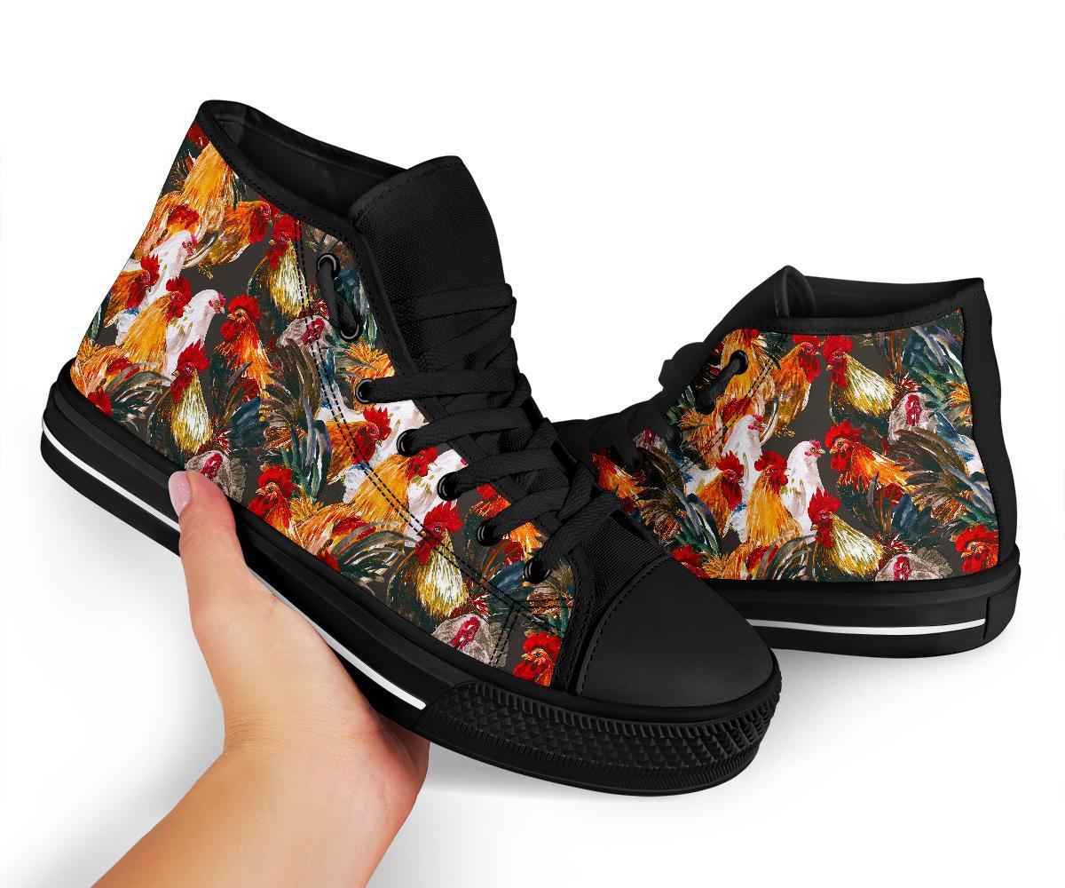 Farm Chicken Hen Pattern Print Men Women's High Top Shoes-grizzshop